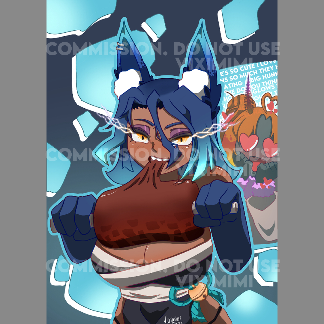 nomnomnomnom (with some tame admiration in the background from a certain moth)

comm for: <a href="/ZoetheCat32/">Zoe the Cat</a>