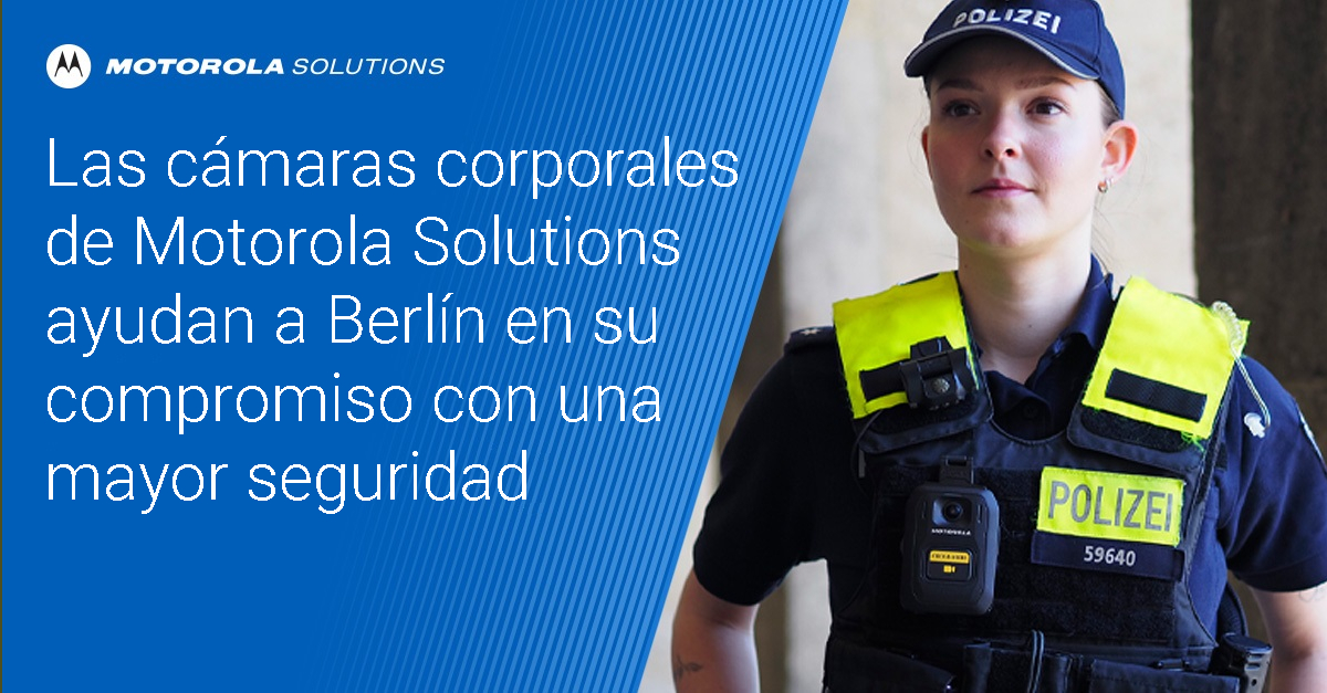 GrupoRadiotrans's tweet photo. 🚨#MotorolaSolutions ha obtenido un contrato para equipar a @polizeiberlin y @Berliner_Fw con 3000 cámaras corporales V500 y el software de gestión de pruebas VideoManager. Lea la noticia sobre el compromiso de Berlín con el aumento de la seguridad: https://t.co/988u6yENUQ https://t.co/KnpZn6zgSB