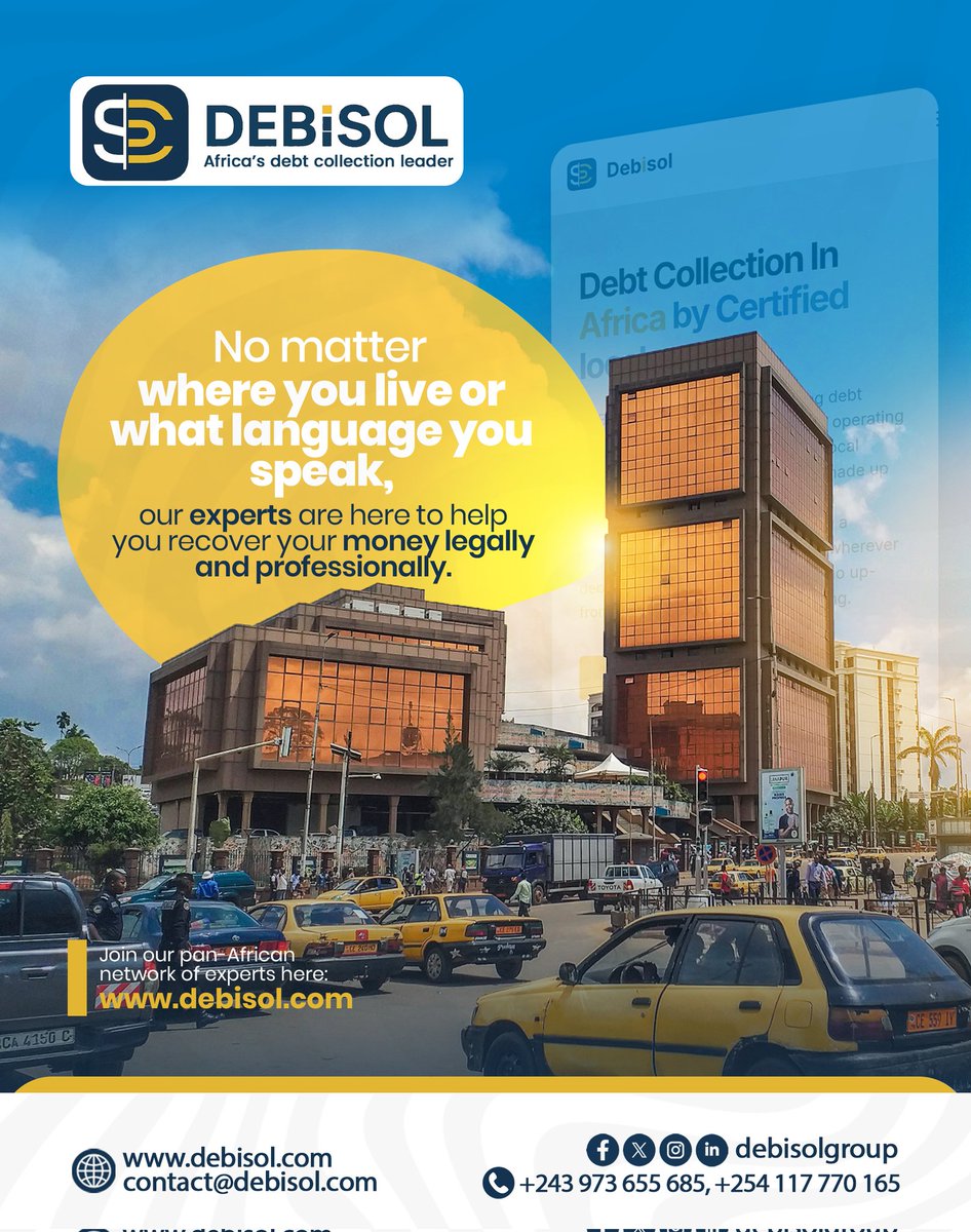 Debisol_Global's tweet photo. Wherever your client is located.
Our experts will handle the matter for you, efficiently and in accordance with the law. ⚖️

Contact us now for debt collection 
https://t.co/ZKmKCeG93T

#Debisol #Debisolgroup #DebisolBridge #freelance #Debtcollectioninafrica
#LocalDebtCollection https://t.co/H1kf6zpjy3