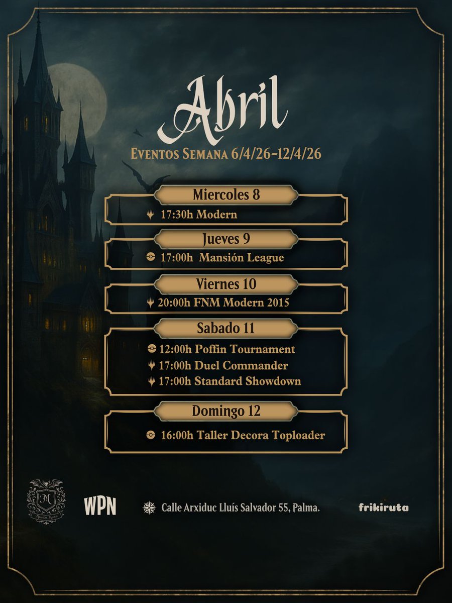 MansionMarkov's tweet photo. Eventos semana 6/4/26-12/4/26 https://t.co/wJppIDRkzP