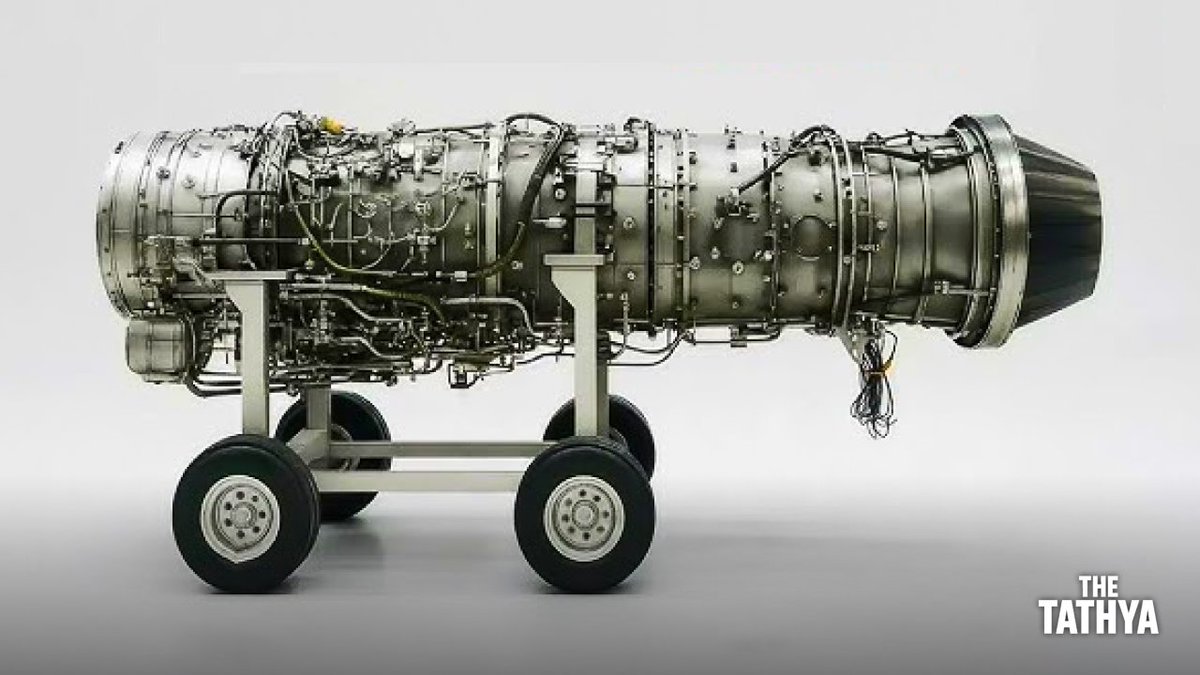 _TheTathya's tweet photo. DRDO Unveils Fully Integrated Kaveri Derivative Engine for Ghatak UCAV 🇮🇳🔥

DRDO’s GTRE has officially unveiled the fully integrated Kaveri Derivative Engine (KDE), marking a major step in India’s push for an indigenous combat drone engine.

> The engine features the advanced AFADEC/AFADECU control system
> And is being developed to power India’s Remotely Piloted Strike Aircraft (RPSA) / Ghatak UCAV

📌 Here's the key takeaways:

> KDE is derived from the GTX-35VS Kaveri turbofan
> It is a non-afterburning turbofan built specifically for stealth UCAV operations
> Expected dry thrust: 49–51 kN
> It also features a redesigned fan optimized for stealth air intakes

👉 Godrej delivered the first two prototypes in April 2025... And Azad Engineering is producing critical 3D-printed and titanium components.

> High-altitude trials in Russia are complete
> In-flight testing on a modified Il-76 is expected around late 2025 / early 2026

👉 India is no longer just talking about an indigenous UCAV engine... the Kaveri derivative is now entering the real test and integration phase.

📌 Follow @_TheTathya for more such updates.