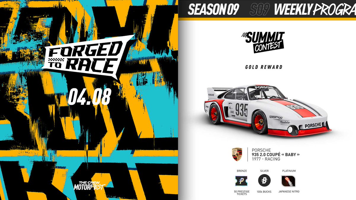 TheCrewGame's tweet image. On the Islands this week:
🏎️ Forged to Race
📸 German Racing
🖌️ Porsche 935 2.0 Coupé "Baby" - Custom Bundle
 
Get the full rundown below! 👇
ubi.li/g2TpC