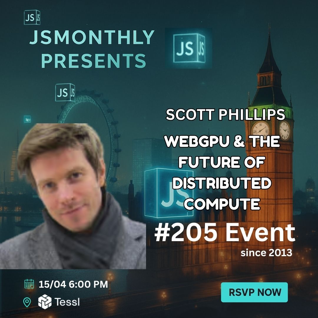 jsmonthlylondon's tweet photo. Beat the RAM crisis and cut costs—by using your customer’s GPU at the edge! 🚀 With WebGPU now in every browser, run scientific computing, pro apps &amp; even physics engines right from the web. Real-world lessons from @inspiredlabs

Register now
https://t.co/suWvPSumED https://t.co/gzCWOIosrx