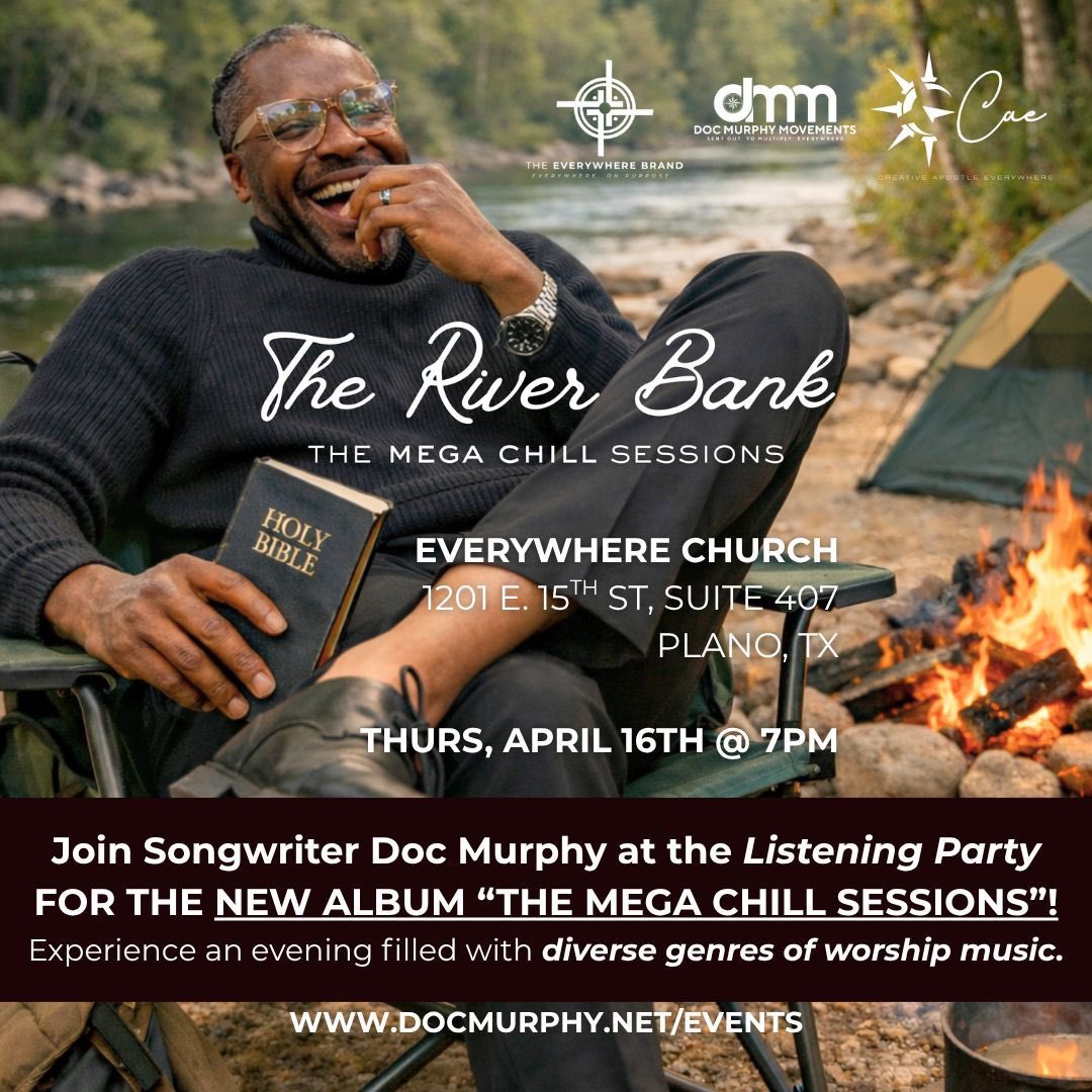 creativeapostl's tweet photo. Don’t miss the River Bank MEGA Chill Sessions listening party by Doc Murphy on Thursday, April 16th at 7pm at Everywhere Church Plano, TX. Campus! 1201 E. 15th St. Suite 407, Plano.
#worship #listeningparty #newmusicalert🚨🚨🚨🔥🔥🔥 #docmurphy https://t.co/qzTd3UwJZ0
