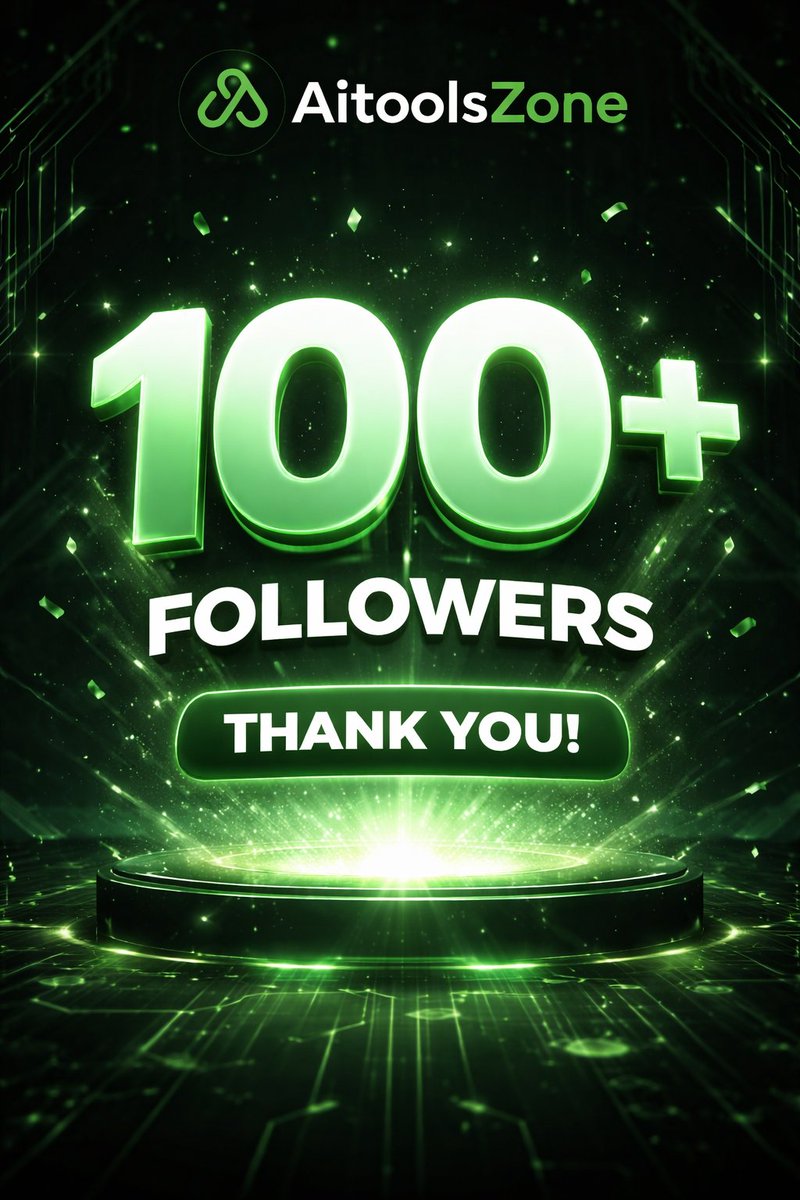 Aitoolszones's tweet photo. We just crossed 100+ followers 💚🔥

Thank you for being part of AitoolsZone — your support means everything 🙌

We’re just getting started…  visit https://t.co/CaKepsWOC4

🚀 Discover. Submit. Grow with the best AI tools.
The future of AI starts here.

#AI #AITools #ArtificialIntelligence #AICommunity #TechStartup
#Innovation #FutureOfWork #DigitalTransformation #StartupGrowth
#BuildInPublic #IndieHackers #AIProducts #SaaS #TechCommunity
#MachineLearning #AIGrowth #Entrepreneurship #aitoolszone