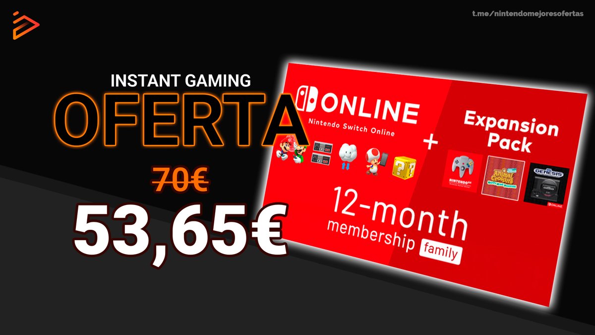EpicRayBacon's tweet image. ¡ALERTA! Oferta en Suscripción Nintendo Switch Online + Paquete de expansión 12 meses (Familiar) en Instant Gaming

Ahora por 53,65€ 👇
instant-gaming.com/es/16877-compr…

#publicidad