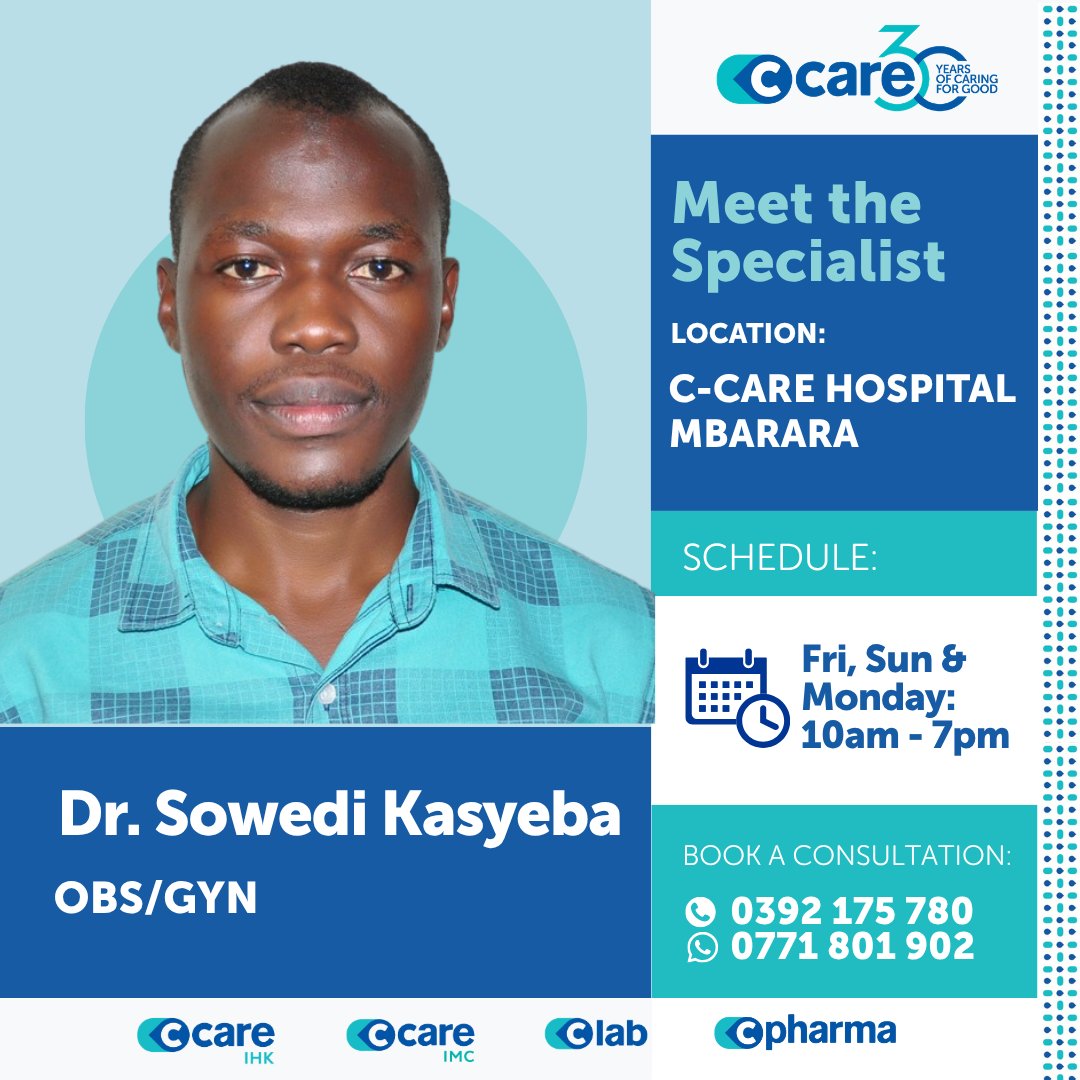 C_Care_Uganda's tweet image. The right care begins with the right specialist.

Meet Dr Sowedi Kasyeba
Book your consultation today!

#MeetTheSpecialist #Ccare #TrustedCare