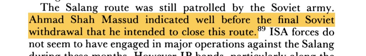 MilArchive1978's tweet photo. @SamAnders133677 @sarahadams From what I’m seeing, Massoud tried to close the Salang Tunnel before the Soviet withdrawal from Afghanistan, he also tried to do the same during the Battle of Jalalabad, and then a year later, the CIA instructed Massoud to shut the Salang Tunnel again. https://t.co/VuuuB3IGu4