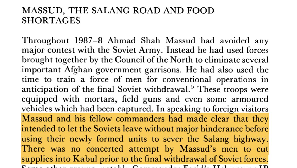 MilArchive1978's tweet photo. @SamAnders133677 @sarahadams From what I’m seeing, Massoud tried to close the Salang Tunnel before the Soviet withdrawal from Afghanistan, he also tried to do the same during the Battle of Jalalabad, and then a year later, the CIA instructed Massoud to shut the Salang Tunnel again. https://t.co/VuuuB3IGu4