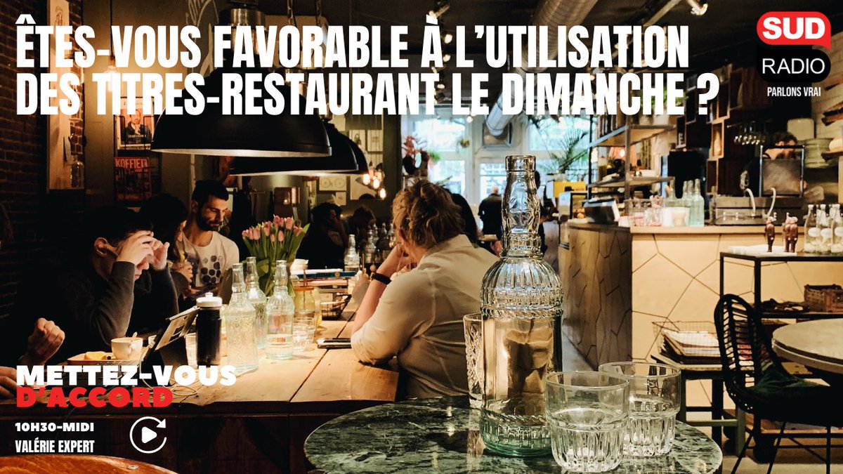 SudRadio's tweet photo. ‼️  Etes-vous favorable à l’utilisation des titres-restaurant le dimanche ?

🎙️  Revivez ce débat enflammé avec nos invités du jour
@SdeMenthon, @StephanArnaud, @yvesmariecann et @JacquesMyard au micro de @valerie_expert :
https://t.co/fcuzQax1Ir https://t.co/KI6X2iWoYq