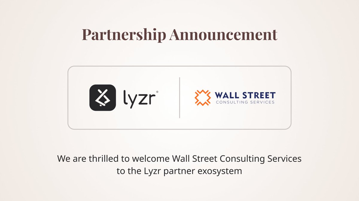 We're proud to announce our partnership with Wall Street Consulting Services LLC!

As the newest member of the Lyzr AI ecosystem, WSCS brings deep expertise across banking, finance, government, and enterprise technology, with a proven track record of delivering intelligent,