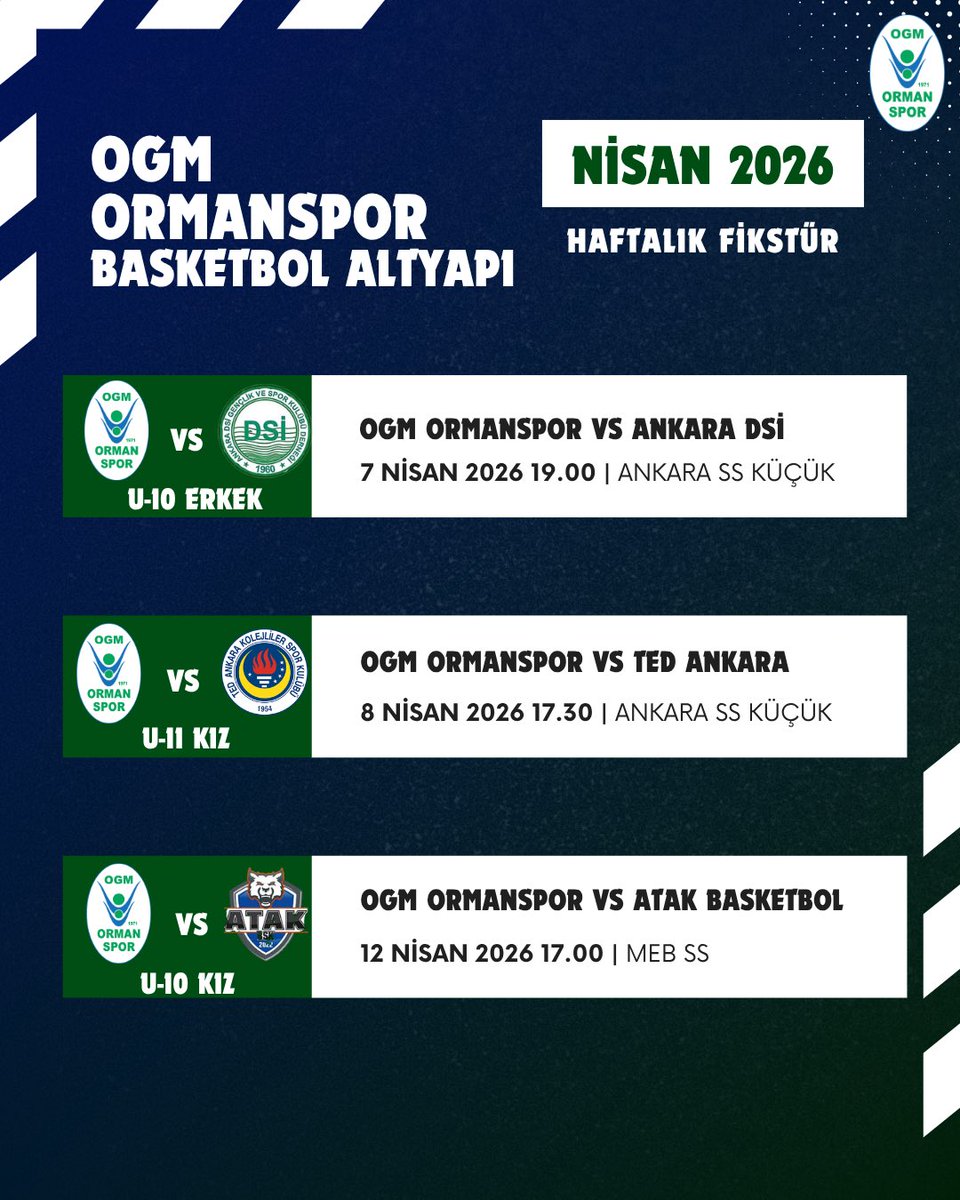 🏀 Altyapı Haftalık Fikstürümüz!