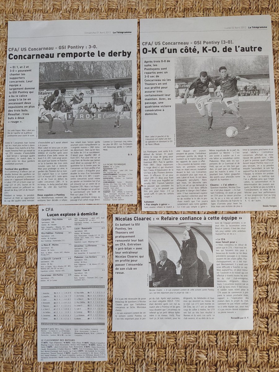 2nivergos's tweet image. Avril 2012, après le succès des #Thoniers de #Concarneau vs @GSIPontivy en #CFA #N2 Nico #Cloarec fait le point sur les avancées du club.
Du début des années 2000 à la montée en #Ligue2 en 2023 retrouvez ici chaque jour une archive @TelegrammeSport sur @USConcarneau.
#NationalFFF