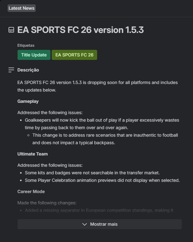 boot_artisan's tweet image. 🔄FC26 v1.5.3 is available guys, as we always recommend: "Don't update your games until the tools are working stably and your favorite mods are updated" ⚠️

We currently don't have a version of Live Editor compatible with the new update, and as you probably already know, for FC26
