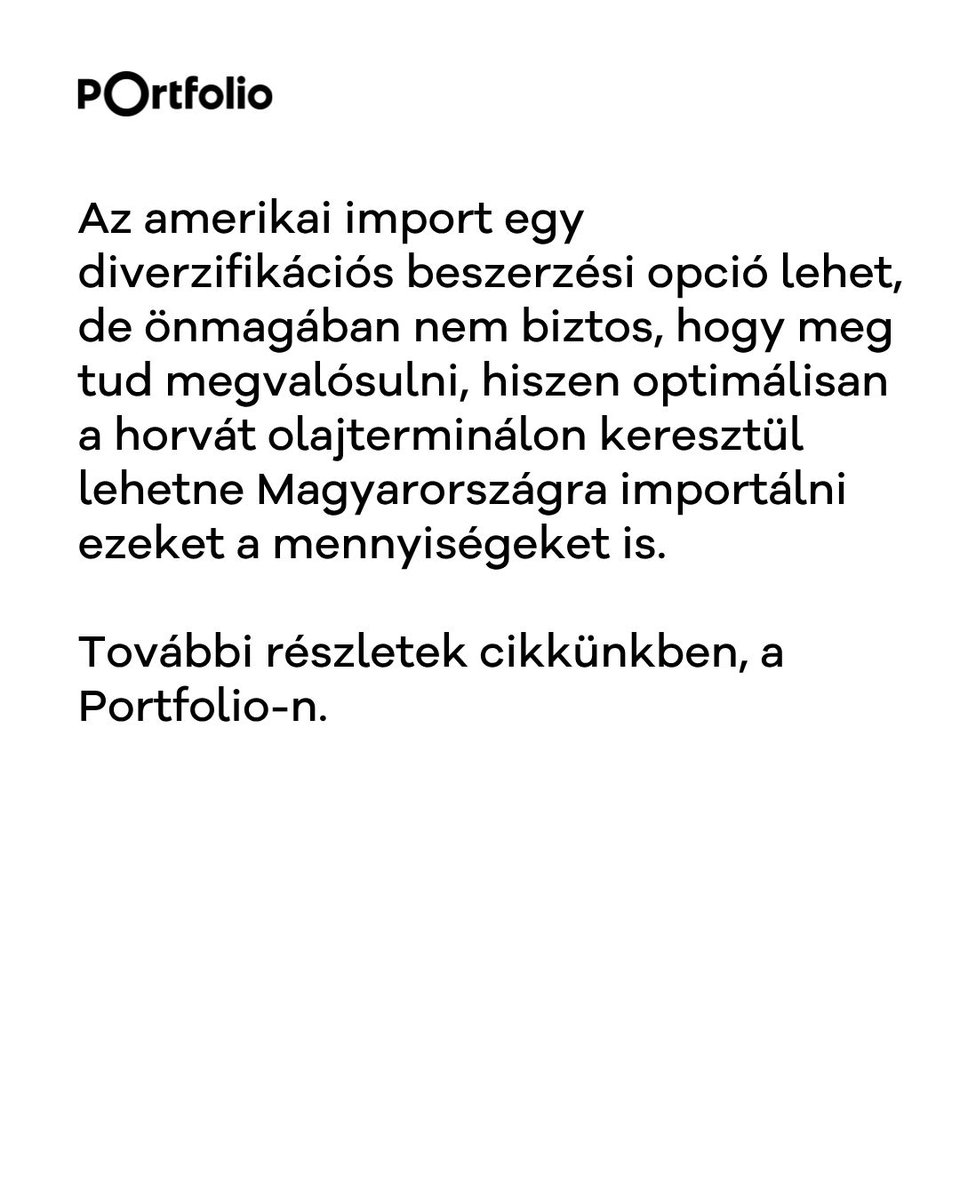 portfolio_hu's tweet photo. 🛢🇺🇸 Magyarország félmillió tonna kőolaj vásárlásáról köthet megállapodást az Egyesült Államokkal JD Vance alelnök keddi, budapesti látogatása alkalmából, az ügylet értéke mintegy 500 millió dollár lehet.
► https://t.co/6CdeGfcRMI
#JDVance #olaj #orbánviktor https://t.co/ZNFNpk7V4F