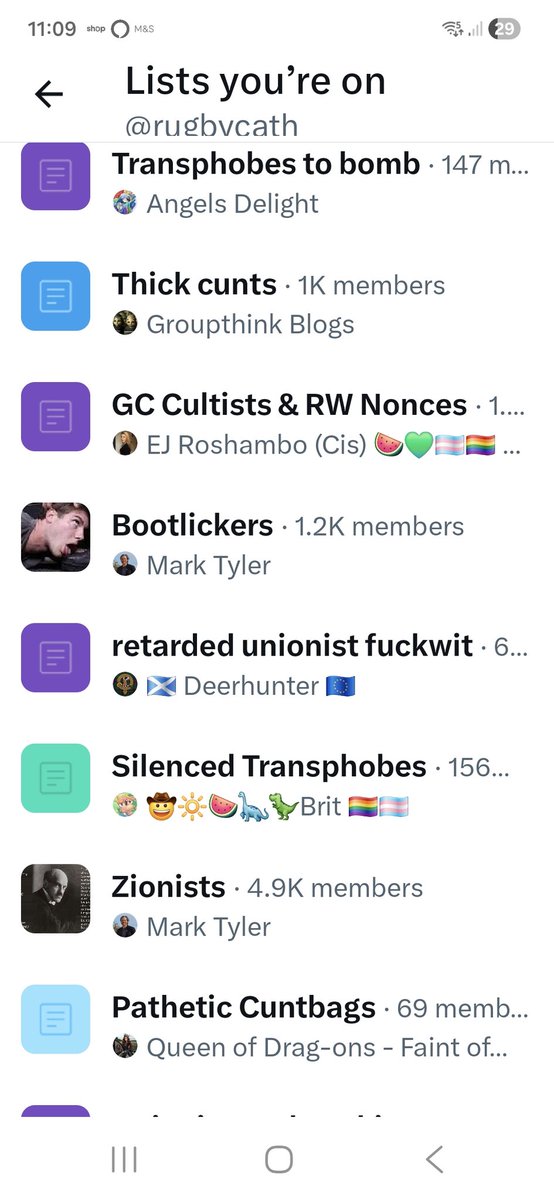 Some of the lists I'm on. Note the one at the very top from the ...