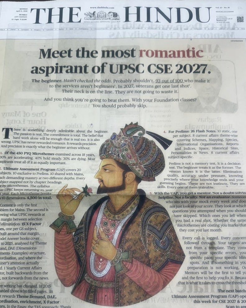 vnpatilofficial's tweet photo. रक्त उकळतंय!
UPSC CSE २०२७ साठी “सर्वात रोमँटिक” चेहरा म्हणून मुगल सम्राट शाहजहान?
भविष्यातील भारताचे IAS अधिकारी छत्रपती शिवाजी महाराज — ज्यांनी शौर्य आणि बुद्धीने स्वराज्य उभारले — किंवा शूर महाराणा प्रताप — ज्यांनी गुलामीला मृत्यू पसंत केला — यांच्याऐवजी आक्रमकांचा मुगल इतिहास शिकतील?
हे भारताच्या भविष्यातील प्रशासनाचे सांस्कृतिक विष आहे!
Civilsdaily IAS — ताबडतोब हा लज्जास्पद, राष्ट्रविरोधी जाहिरात काढून टाका! खऱ्या भारतीय वीरांच्या छायाचित्राने बदला!
@mieknathshinde @CMOMaharashtra @narendramodi @AmitShah @PMOIndia @DrJitendraSingh @TheHindu @DoPTGoI @MahaChiefSec
कठोर कारवाई करा!
जय शिवाजी! जय भवानी! भारत माता की जय! 🔥

My blood is boiling!
UPSC CSE 2027 aspirants shown Mughal emperor Shah Jahan as the “most romantic” face?
Future IAS officers of Bharat will idolise invaders instead of Chhatrapati Shivaji Maharaj — the lion who built Swaraj with courage & genius — or brave Maharana Pratap who chose death over slavery?
This is cultural poisoning of India’s future administration!
Civilsdaily IAS — immediately withdraw this shameful, anti-national ad! Replace it with real Bharatiya heroes NOW!
@mieknathshinde @CMOMaharashtra @narendramodi @AmitShah @PMOIndia @DrJitendraSingh @TheHindu @DoPTGoI @MahaChiefSec
take strict action!
Jai Shivaji! Jai Bhavani! Bharat Mata ki Jai! 🔥
