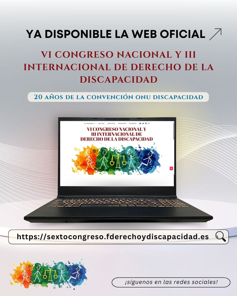 CongresoDiscap's tweet photo. 📣 ¡Inscripciones abiertas!
VI Congreso Nacional y III Internacional de Derecho de la Discapacidad, dedicado a la Convención de la ONU.
🌐 https://t.co/LYOrNwwNO4
¡Te esperamos!
@FundacionDerDis  @Cermi_Estatal  @idhbc_uc3m 
#VICongresoDerechoDiscapacidad #DerDis #CongresoDerDis https://t.co/MG0DuaIzSC