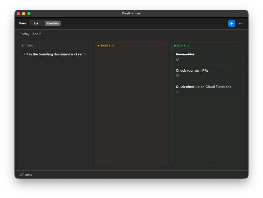 charanaaaaa's tweet photo. Scratched my own itch and built a daily planner for macOS. Kanban views, recurring todos, menu bar access, all in SwiftUI. Now open source on GitHub.

https://t.co/y5PVjVrDW8

Currently only supports mac os.
Let me know how it works for you. ❤️ https://t.co/GzYkoIaBHK