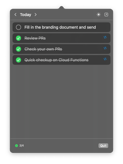 charanaaaaa's tweet photo. Scratched my own itch and built a daily planner for macOS. Kanban views, recurring todos, menu bar access, all in SwiftUI. Now open source on GitHub.

https://t.co/y5PVjVrDW8

Currently only supports mac os.
Let me know how it works for you. ❤️ https://t.co/GzYkoIaBHK