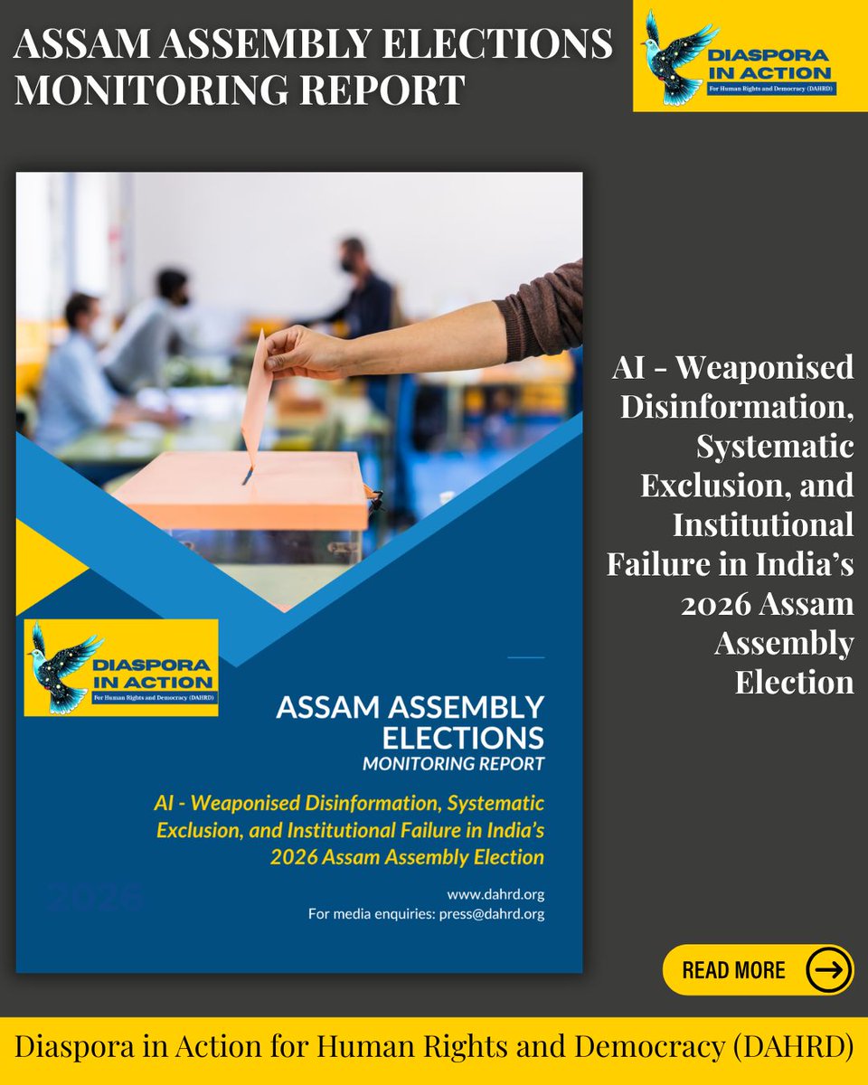 FoundationDAHRD's tweet photo. 🚨 New Report alert🚨

Our new report documents what we believe to be the first recorded instance of AI-driven disinformation in an Indian state election.

Read the full report 👉https://t.co/zjFCdKsdAW ! https://t.co/bCOjnh7kXU
