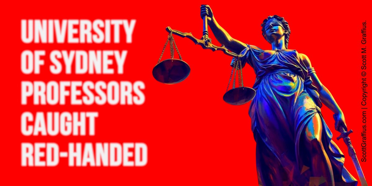 ScottGraffius's tweet photo. PROFESSORS at the University of Sydney were caught red-handed committing blatant plagiarism and violating IP rights. Details including evidence and the university admitting to the misconduct: https://t.co/hsBXhlEW6Z
#Go8 #USYD #USYDScandal #Unethical #Fraud #Plagiarism #IPRights https://t.co/NJ9Dn0Gzyr