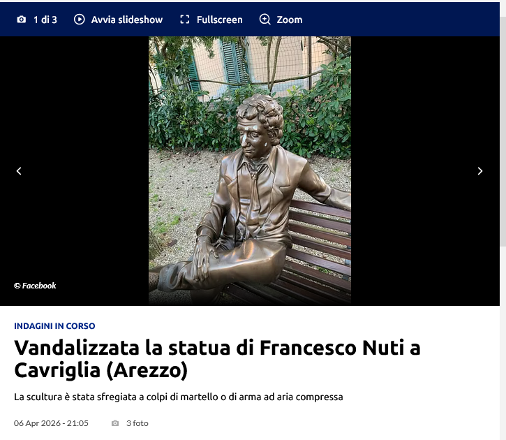 riktroiani's tweet photo. Ma io dico, ma nel cervello che avete?
#FrancescoNuti #Statua #Arezzo https://t.co/4KFrx2YTzR