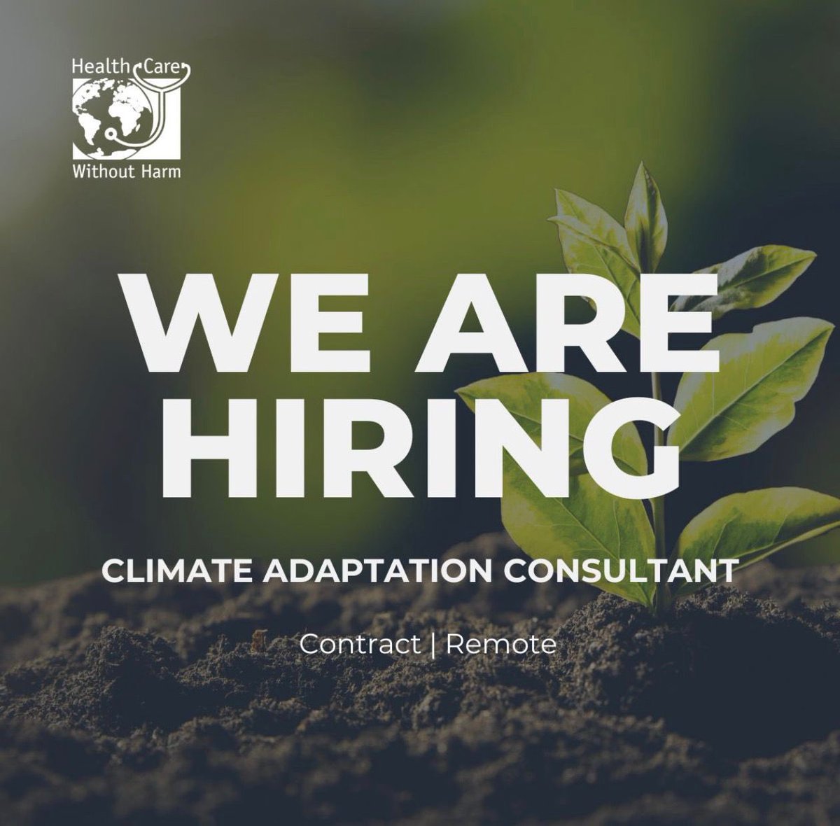 One2Media1's tweet photo. Health Care Without Harm is looking for a Climate Adaptation Consultant. Apply now!

🔗Link: https://t.co/Q6t3G5eME8 
📍Location: Remote (Global)
⏰Deadline: April 15, 2026

Scope of Work: https://t.co/EN4LyhNqvx