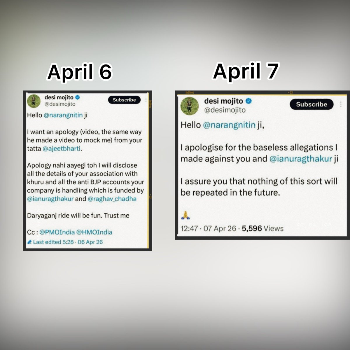 Bro wanted an apology, and now he’s the one apologizing in less than 24 hours 😆

What happened bro <a href="/desimojito/">desi mojito</a>? Apology video nahi chahiye kya?