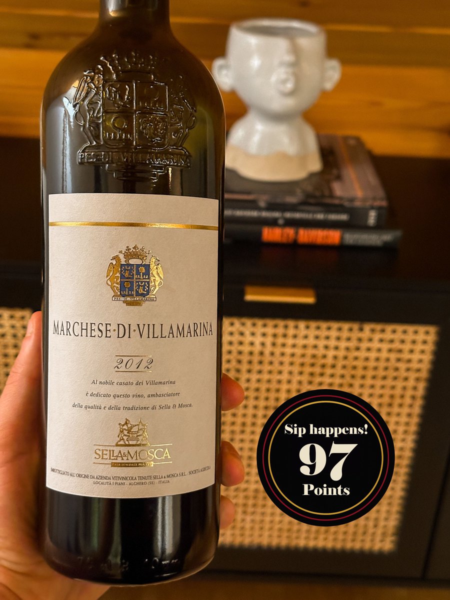 siphappenswine's tweet photo. 97 points — our highest score ever. 🍷

Marchese di Villamarina 2012 from Sella &amp; Mosca, Sardinia: a Cabernet that whispers elegance, memory, and mastery.

Discover why it moved us — full story via link in bio. 

#SipHappens #WineReview #SardiniaWine https://t.co/1vHWMaqbMK