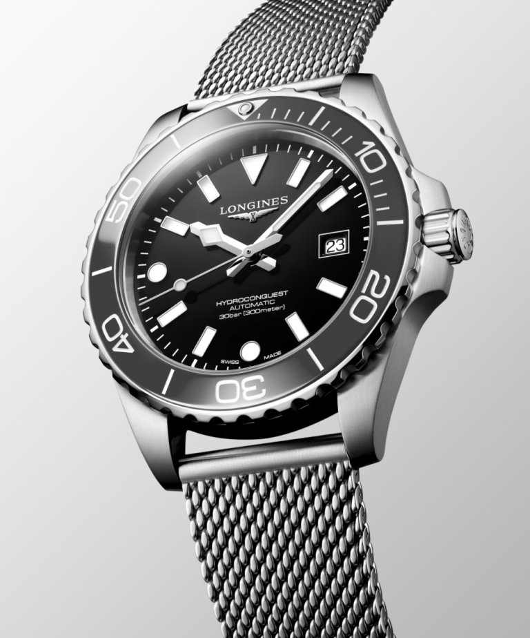 GamaCahaya's tweet image. Seluruh model Longines HydroConquest 2026 digerakkan oleh automatic movement Caliber L888.5, dilengkapi dengan silicon balance spring sehingga lebih tahan medan magnet.