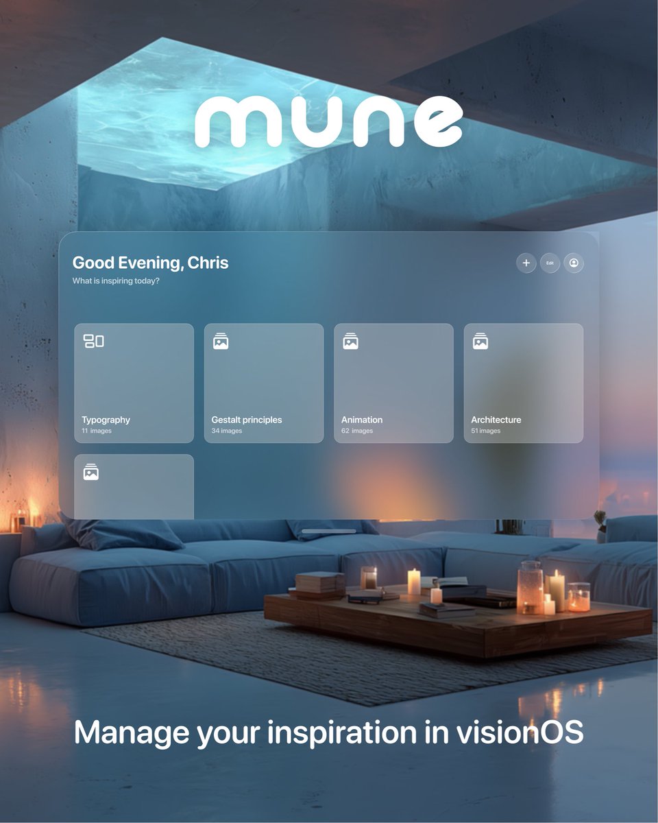 SeventeeSevenVR's tweet photo. Mune - A spatial moodboarding app for vision os is out now and v1.1 with additional gradient sets is en route 🌊 #xr #spatial #productivity #visionpro #mixedreality https://t.co/QBclpASDLS
