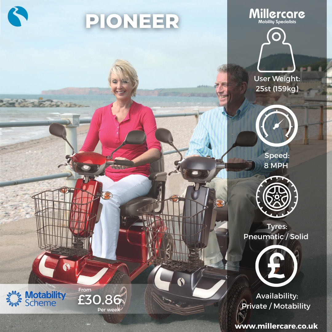 Millercare's tweet image. 🚨 Product Spotlight 🚨

Electric Mobility Rascal Pioneer Mobility Scooter 💪
✔️ Durable &amp;amp; reliable
✔️ Comfortable for longer journeys
Available on the Motability Scheme from just £30.86/week 🙌
💬 Message us to learn more!

#MobilityScooter #Motability #AccessibleLiving