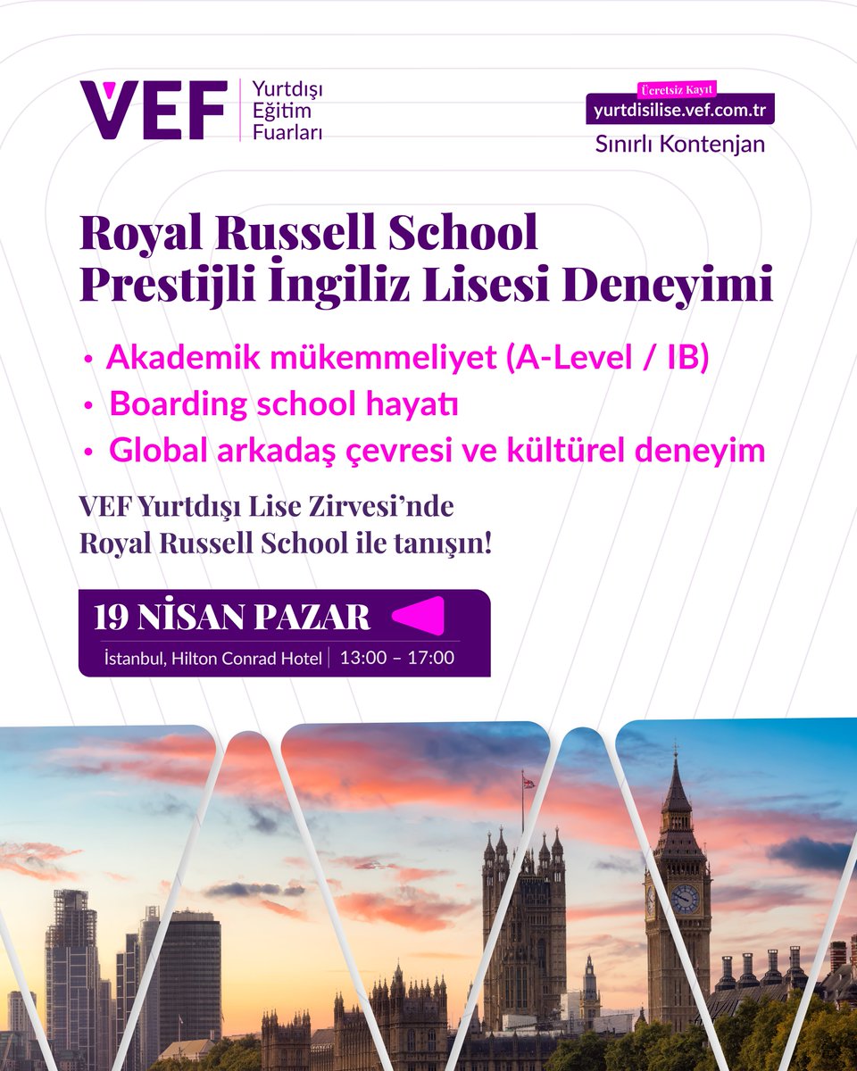 VEFIntEdFair's tweet photo. 🌟 Royal Russell School ile Prestijli İngiliz Lisesi Deneyimi!
#RoyalRussellSchool #VEFYurtdisiLiseZirvesi #YurtdisiEgitim #BoardingSchool #InternationalEducation #ALevel #IB #GlobalExperience #PrestijliOkullar #EgitimFirsatlari #LisedeYurtdisiEgitim #ConradBosphorus https://t.co/WLgLZdGDFE