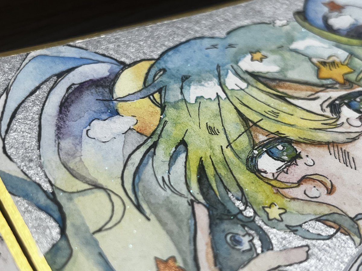 asanegiY's tweet image. 4/11 (土) 20時にBOOTHにてミニ色紙2枚頒布します〜。

1枚1800円
(+BOOTHでの送料がかかります)
FFさん限定でDMにて取り置きも可能です〜何卒！

どちらもラメが入っててキラキラなんですけど……うまく映らない…🤨(2枚目)