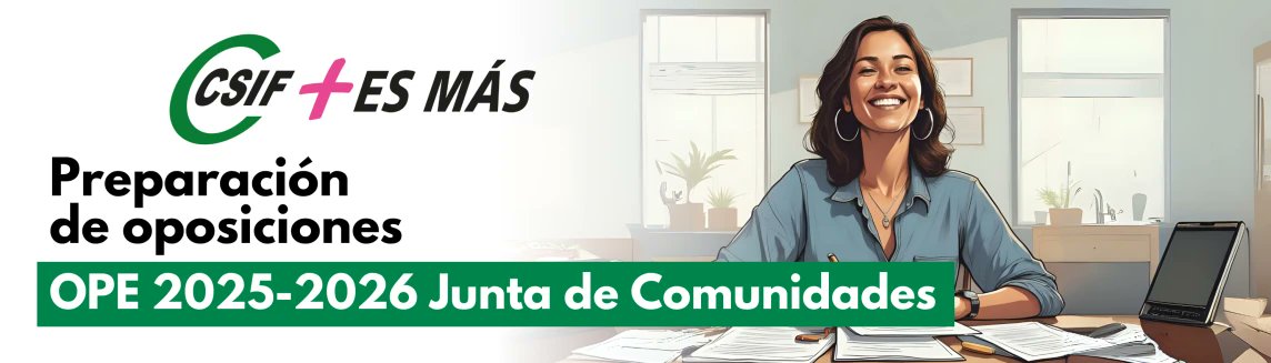 CSIFCLM's tweet image. Es el momento de ilusionarte, es el momento de pensar en tu #futuro 
😊 Prepara las oposiciones de la Junta de Comunidades con #CSIF   

📎 Expertos en Función Pública  
👩‍🏫Profesorado altamente cualificado  
👌Tasa muy alta de aprobados  
📑Metodología práctica enfocada al examen