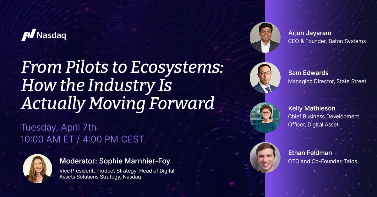 batonsystems's tweet photo. Explore how tokenised collateral is moving from pilot to production, grounded in new global research on adoption. Join us for today's @NasdaqExchange  webinar as we unpack what’s working, what isn’t, and what leaders should prioritise in 2026 

Register: https://t.co/mfdVtrKqAF https://t.co/Za4Hs34ywC