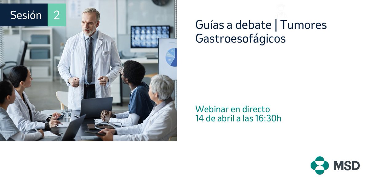 msd_es's tweet photo. 📅 Martes, 14 de abril de 2026 | 16:30h 
¿Ya se ha inscrito a la sesión 2 de "Las Guías a Debate | Tumores Gastroesofágicos"?
Actualización de la evidencia científica y su aplicación clínica en práctica asistencial. 
Con expertas en #oncología.
🔗 https://t.co/Hro2Qq7ZvR https://t.co/tdLqv83MKF