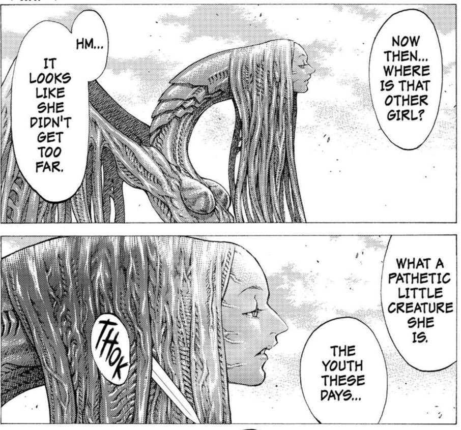 DaiXephon's tweet photo. first thought that came to mind was this awakened being from Claymore.. this is fierce https://t.co/YepuA85CYG