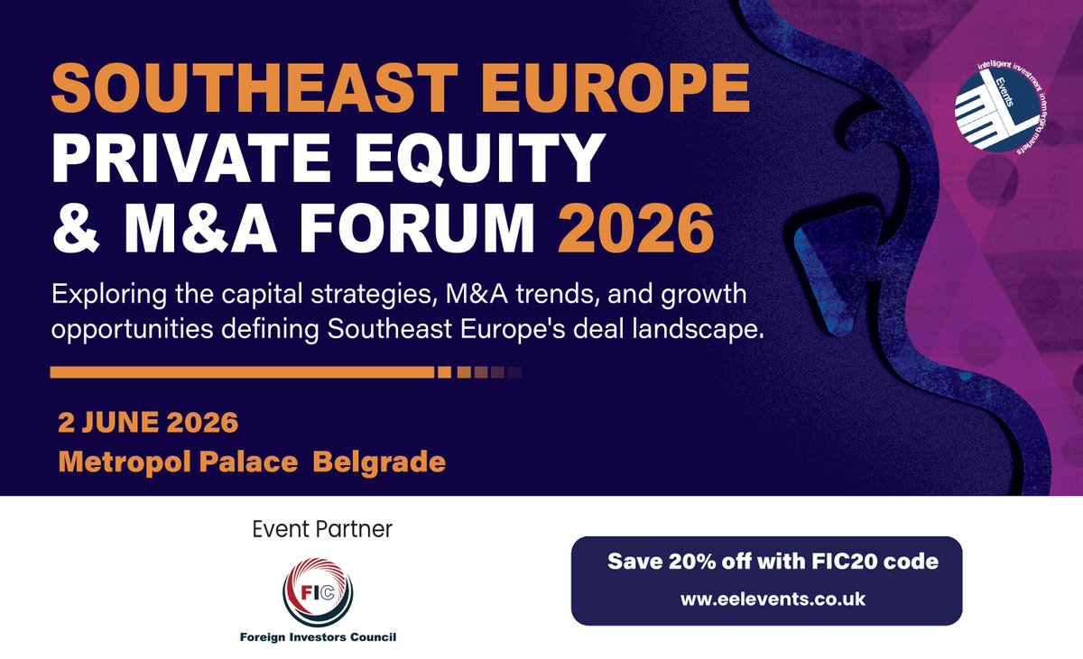 EEL_Events's tweet photo. Excited to welcome @FICSerbia as an official event partner for the 𝗦𝗘𝗘 𝗣𝗿𝗶𝘃𝗮𝘁𝗲 𝗘𝗾𝘂𝗶𝘁𝘆 &amp; 𝗠&amp;𝗔 𝗙𝗼𝗿𝘂𝗺🤝Five sessions. Top dealmakers. One day dedicated to #privateequity and #MandA across Southeast Europe. 📷
👉https://t.co/VmBeCk6gBq #SEEForum #Belgrade #SEE https://t.co/QM9l5bXagG
