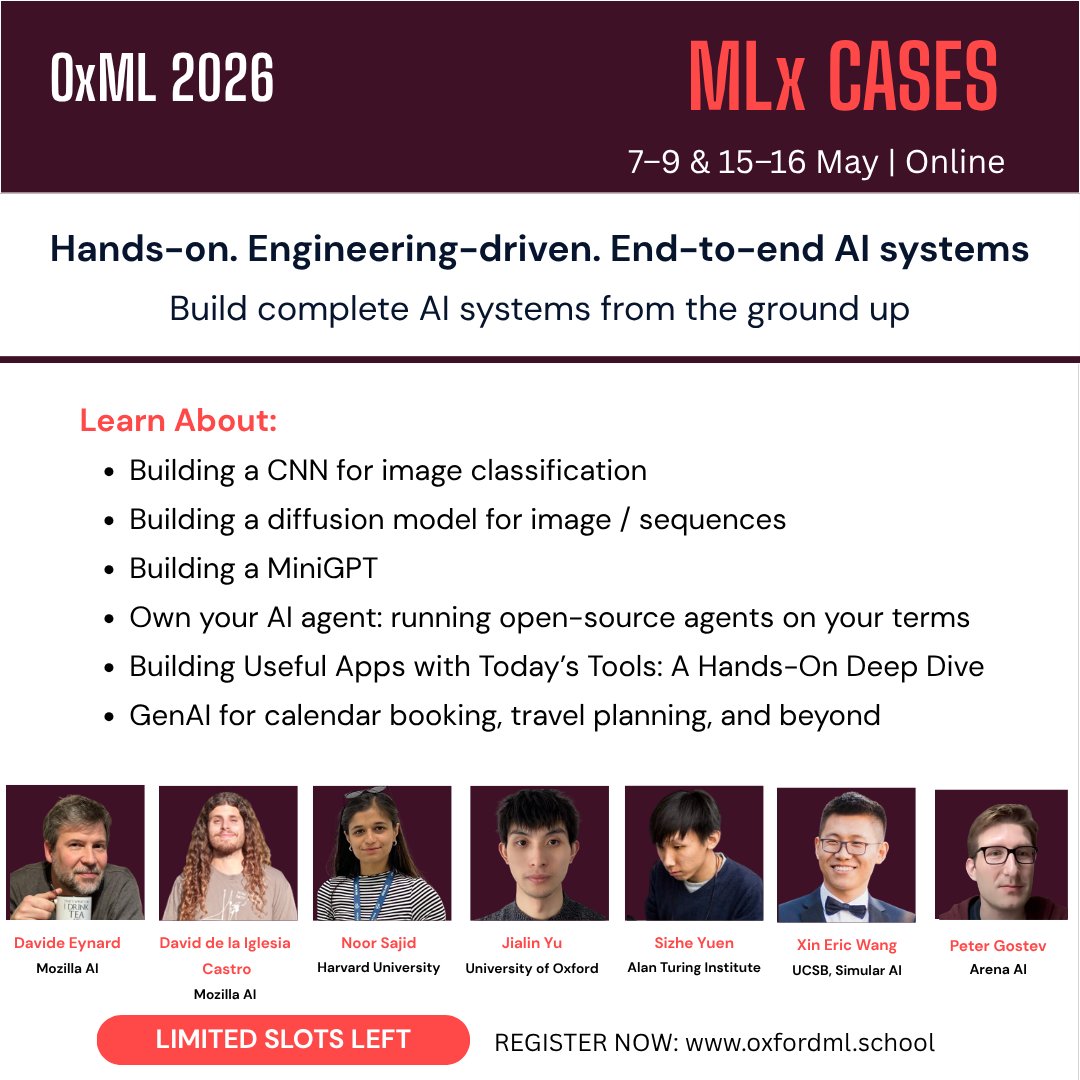 🚨 Limited slots left for OxML 2026 – MLX Cases

MLX Cases is a hands-on, engineering-driven track designed to help you go beyond theory and actually build end-to-end AI systems from scratch.

Over two intensive weekends, you’ll work through practical case studies covering:

•