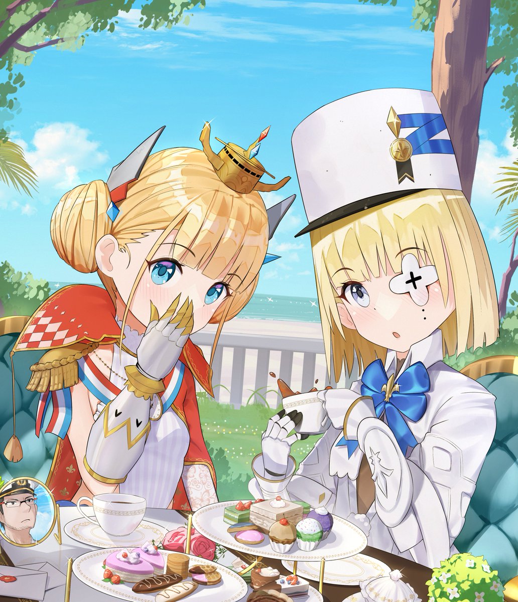 A peaceful tea party… until my wife whispered to Le Terrible. What are they plotting against me?
#AzurLane 
#アズールレーン