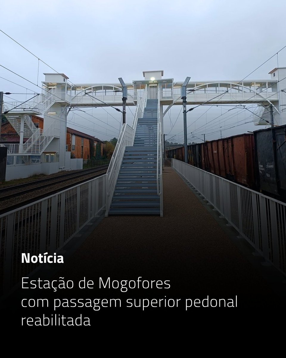 Infra_PT's tweet photo. Foram concluídos os trabalhos de reabilitação e beneficiação da passagem superior pedonal da estação de Mogofores, na Linha do Norte.

🔗 Todas as informações: https://t.co/V8uB5ijE9T

#InfraestruturasdePortugal
#Ferrovia
#MobilidadeSegura https://t.co/qj703mR2lm