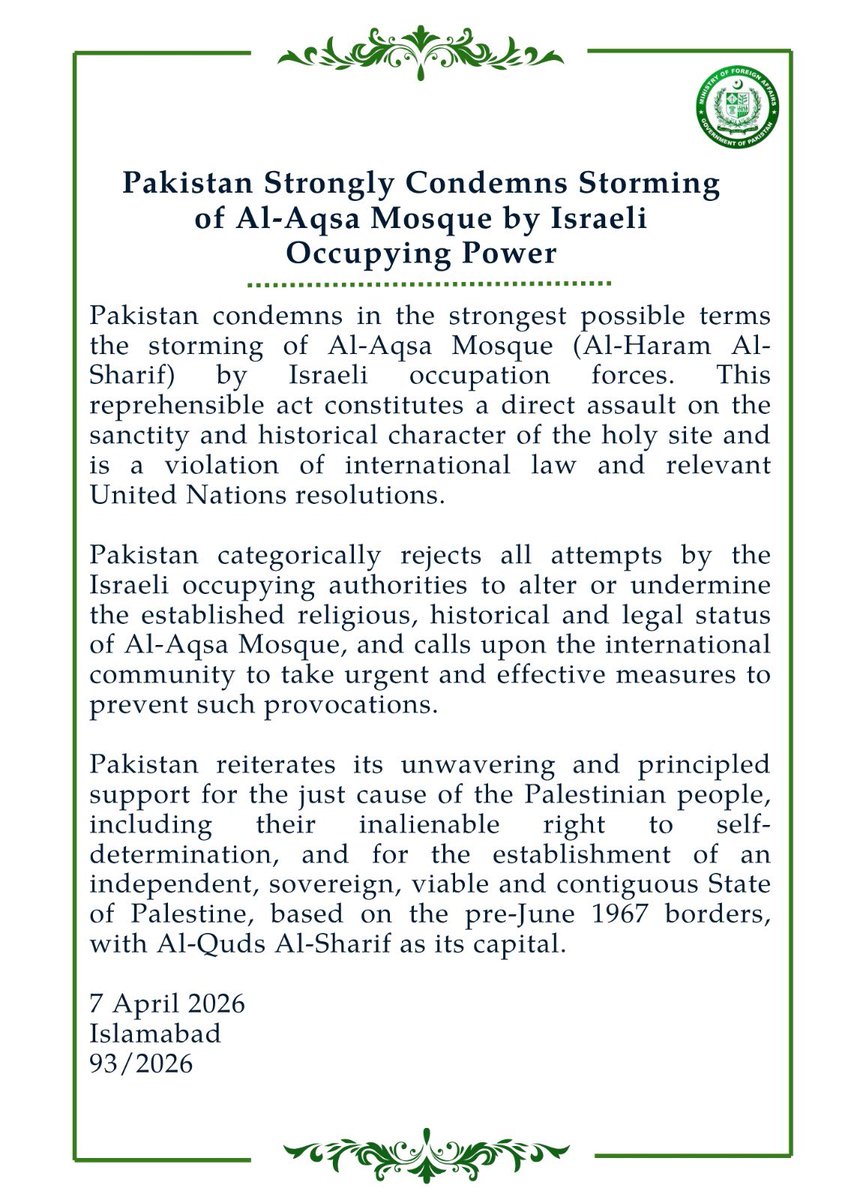 Ministry of Foreign Affairs - Pakistan tweet media