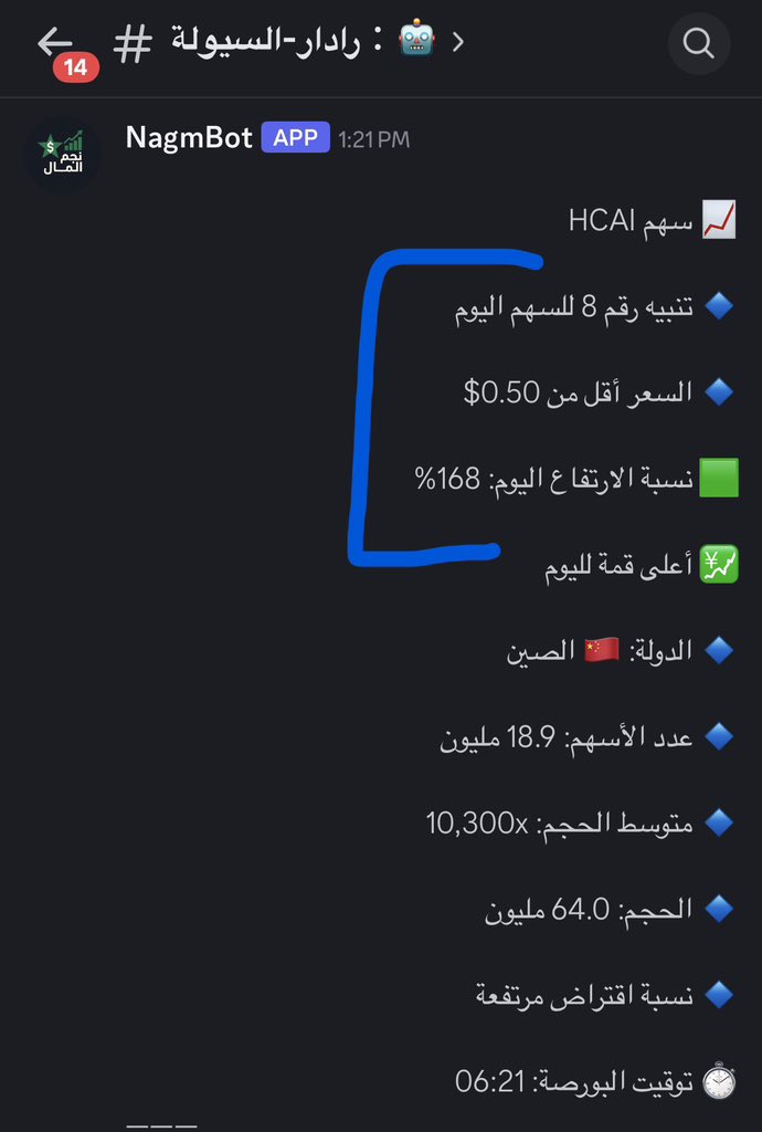 NagmBot's tweet photo. $HCAI

السهم وصل للتنبيه رقم 8 🔔
📈 والارتفاع بلغ 168% 🚀🔥

انطلاقة قوية على السهم 👀

البوت يرصد التسارع ويعطيك تنبيهات متتالية مع كل موجة صعود ⚡

⚠️ تذكير: بعد الارتفاعات الكبيرة، احمِ أرباحك وراقب أي انعكاس

#HCAI #الأسهم_الأمريكية #تداول #زخم
#رادار_السيولة #تنبيهات_الأسهم #سيولة
#NASDAQ #DayTrading #مضاربة