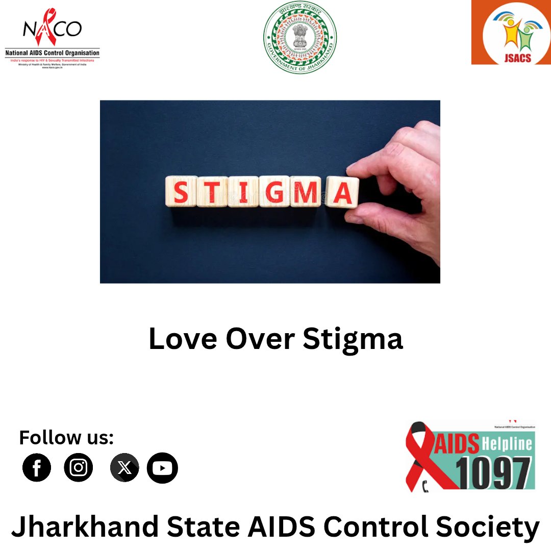 JharkhandAids's tweet image. Choose love, choose understanding, and choose to end the stigma. ❤️ Every act of kindness helps build a more inclusive world where no one has to fight alone. Let’s lead with our hearts.

​Call 1097 for support. 📞

​#LoveOverStigma #JSACS #SupportEachOther
