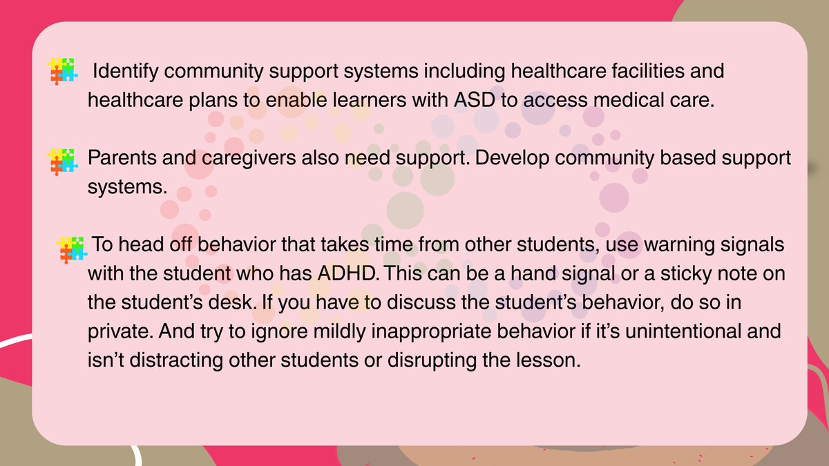 CDisability's tweet image. What to note for learners with Autism spectrum disorders and Attention deficit hyperactivity disorder
#inclusivecommunity #autismawarenessmonth