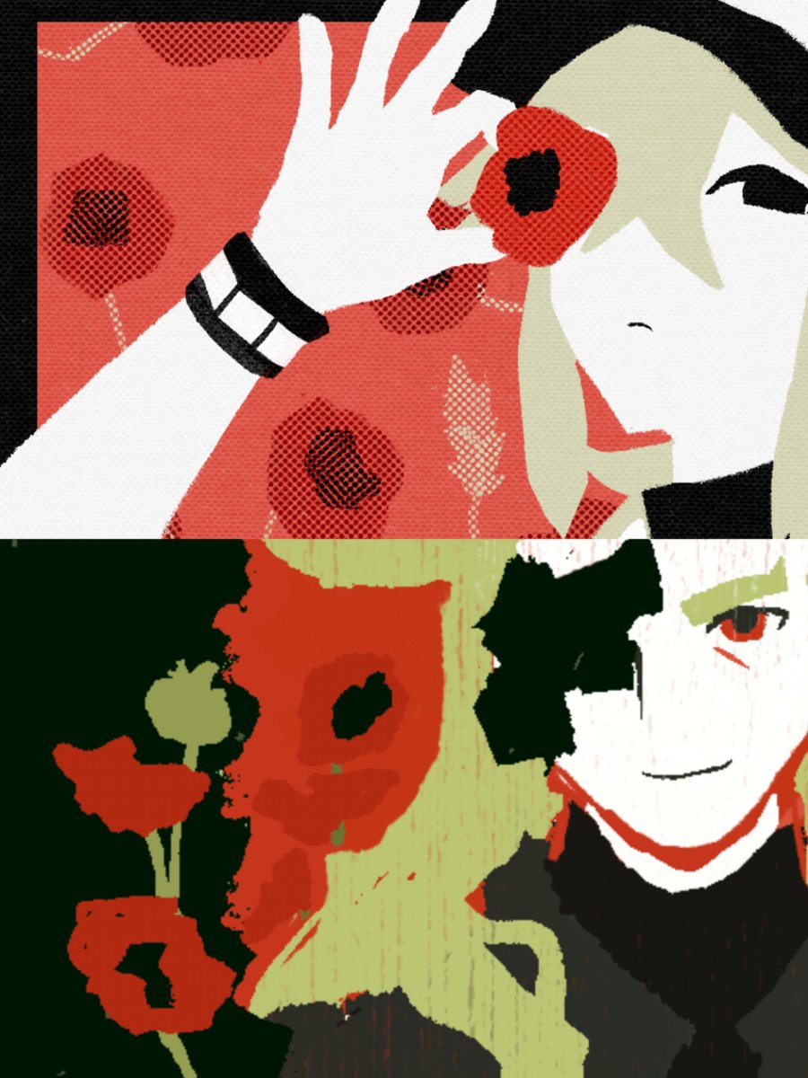 其实上图是N在cos他爸爸？！儿子手上拿的是虞美人画芯颜色仅是艺术加工，魁奇思是货真价实的罂粟（哈哈，，）