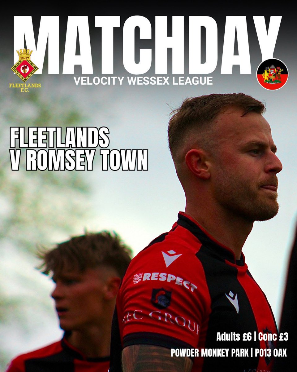 Romseytownfc1's tweet photo. MATCHDAY! Who’s coming tonight? ⏩ We’re Away at @official_fleetlands_fc 🚗❤️🖤

Fleetlands FC 🆚 Romsey Town
📆 Tuesday 7th April
🕒 7.45pm
🏟 Powder Monkey Park PO13 0AX
🎟️ Adults £6, Concession £3, U16’s 🆓 https://t.co/E7fOv8eKSB