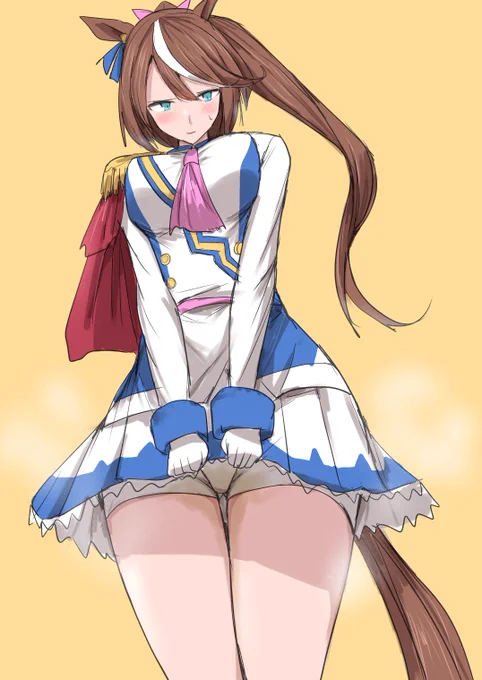 お題の通常勝負服おしっこおもらしテイオーを中の短パンが見えるアングルで。です。